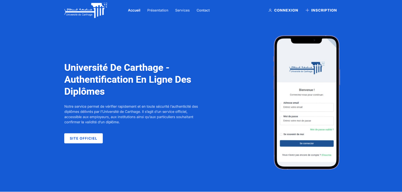University of Carthage Diploma Authentication Platform Now Fully Operational